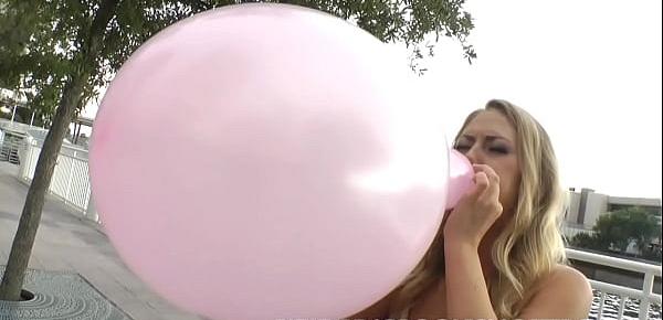  Carter Cruise in her first ever blow to pop balloon fetish video